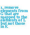 Text Box: 1. remove elements from G that are mapped to the elements of L but not those in K
